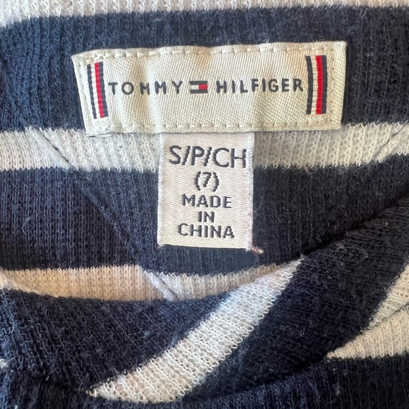 TOMMY HILFIGER girls striped short sleeve blue&white dress/size 7 (S/P/CH) - Picture 3 of 10